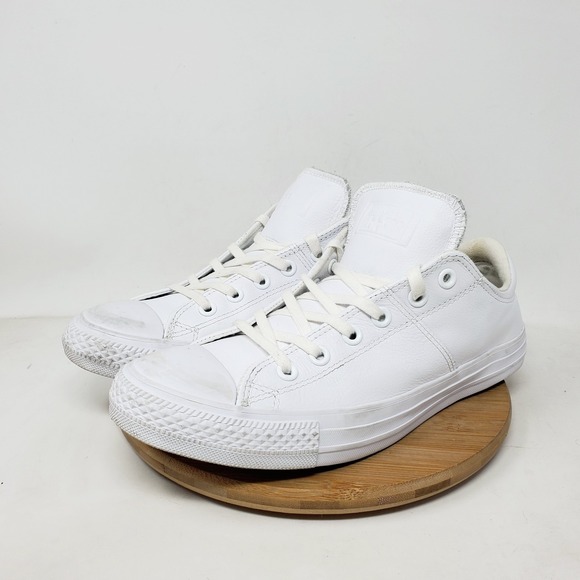 Converse All Star Madison‎ OX Sneakers Womens 10 White Leather Lace Up Shoes - Picture 2 of 13